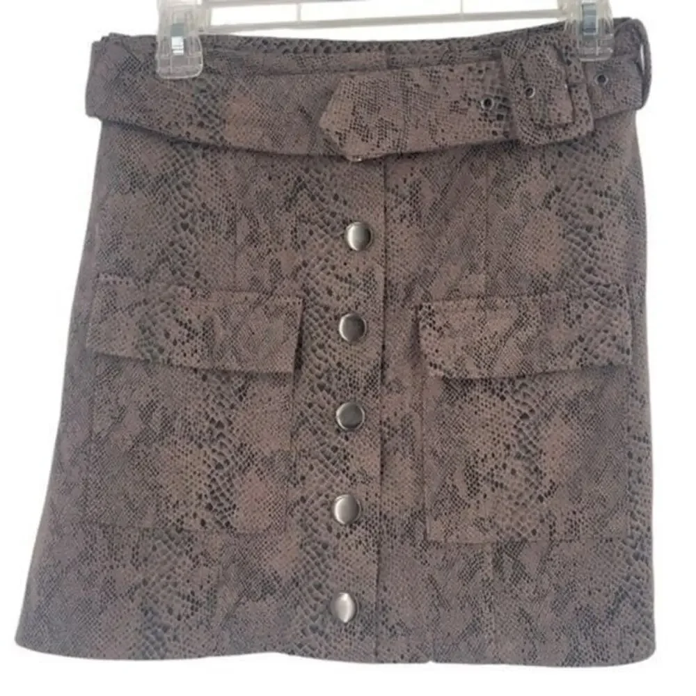 Olivaceous Snake Print Button Down Skirt medium